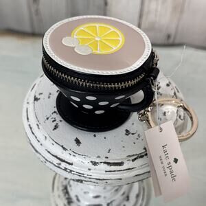 Kate Spade Teacup Key Fob Black And White Coin Purse Alice In Wonderland